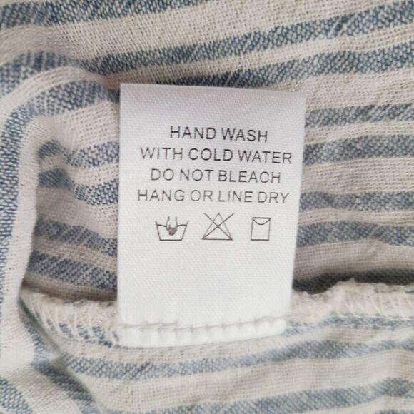 Savanna Jane Top S Gray Stripe Multicolor Embroidery Peplum Ruffle Sleeve Blouse - Picture 6 of 8